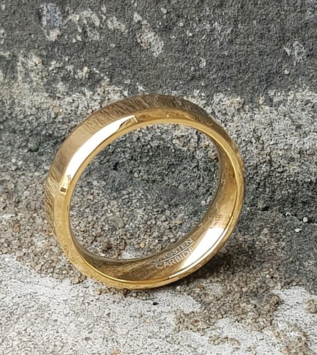 18 Ct Gold Fielled Tungsten Carbide Belved Edge Band Ring Engagement Wedding
