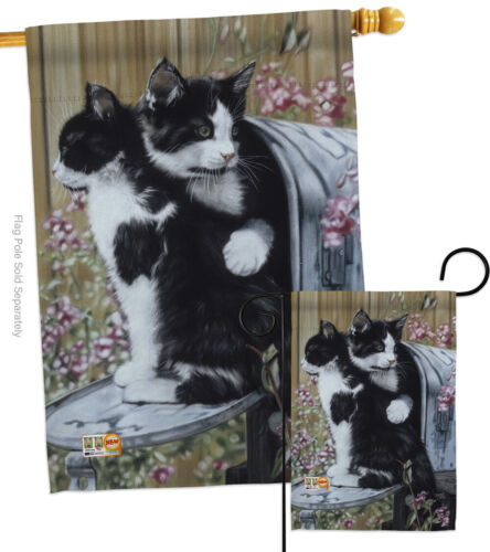 Details about  / Tuxedo Cat Pets Bicolor Kitty Felix Flower Garden House Yard Flag