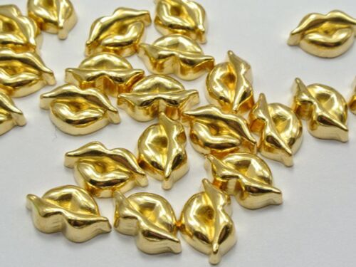 100 Gold Tone Acrylique Dos Plat Lèvres 14X8mm sans trou Cabochon Téléphone À faire soi-même Deco 