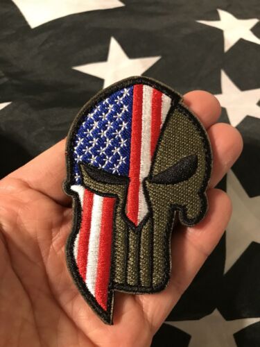 SPARTAN Molon Labe Military Tactical Embroider Army Punisher American Flag Patch 