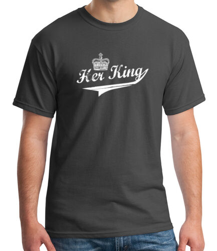 2151C Her King Crown Adult/'s T-shirt Cool Couple Gift for him Tee for Men