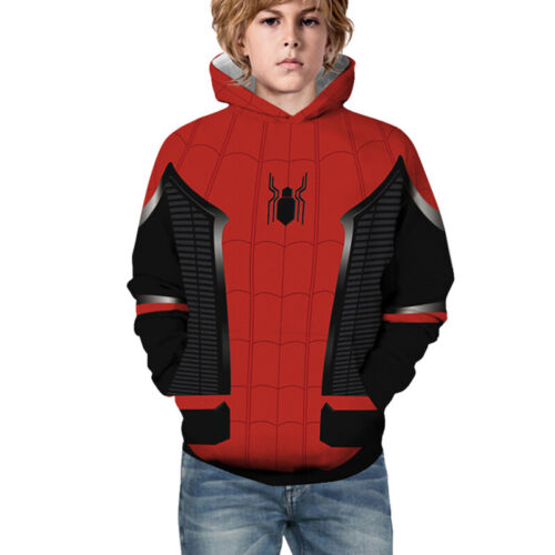 Kid Boy Marvel Spiderman Superhero Hoodie Hooded 3D Print Pullover Sweatshirt