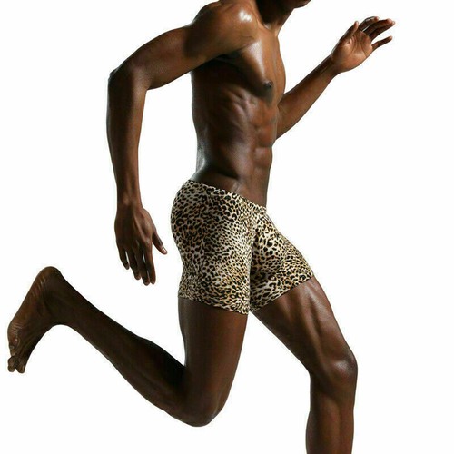 Men Trunks Leopard Boxers Briefs Underwear U Convex Panties Shorts Undies