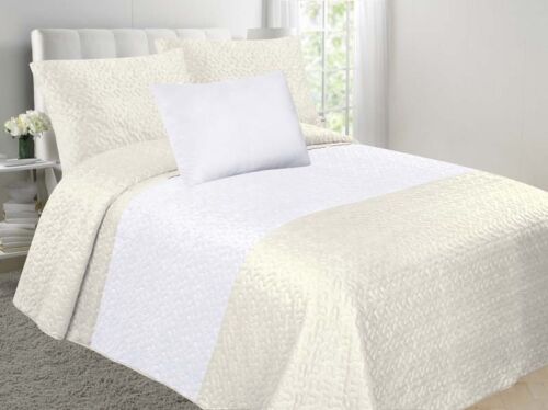Beige /& White All SIZES Velvet Soft 4-Piece Bedspread Coverlet