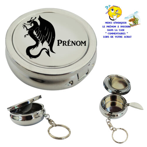 cendrier de poche porte clé dragon personnalisable prénom au choix réf 12