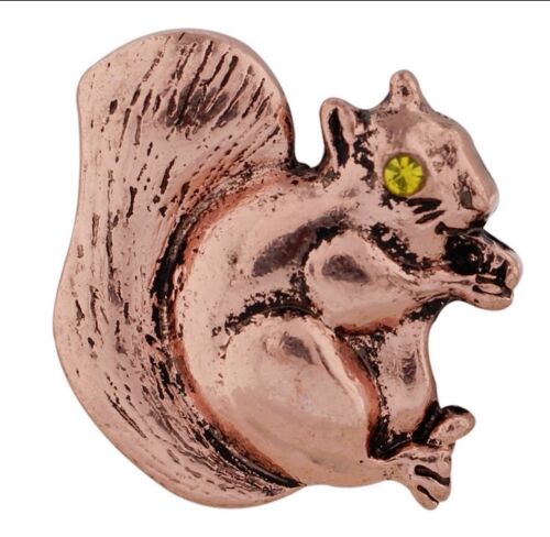 Copper Squirrel Yellow Rhinestone Eyes 20mm Snap Charm For Ginger Snaps 