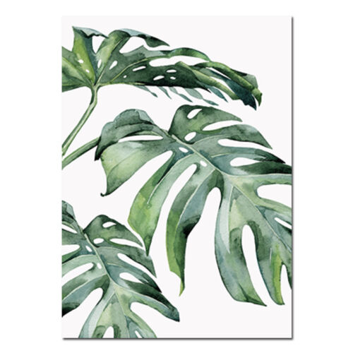 Watercolor Leaf Wall Art Canvas Poster Prints Green Plants Painting Nordic Decor 