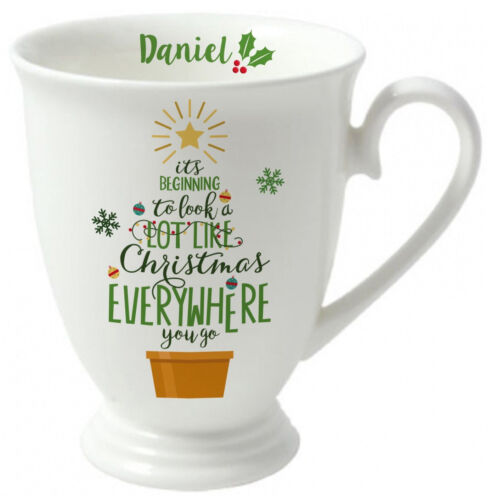 PERSONALISED Bone China CHRISTMAS Theme Mugs GIFT IDEAS For Him HER Present