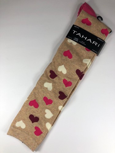 Tahari Women’s Brown Pink Knee High Boot Fancy Design Socks 9-11 Very Rare VHTF