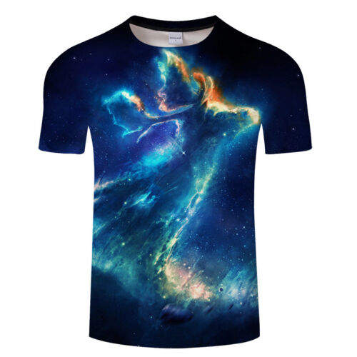 Cool Espace Galaxy 3D Imprimé pour Femme Homme Casual T-shirt à manches courtes Graphic Tee