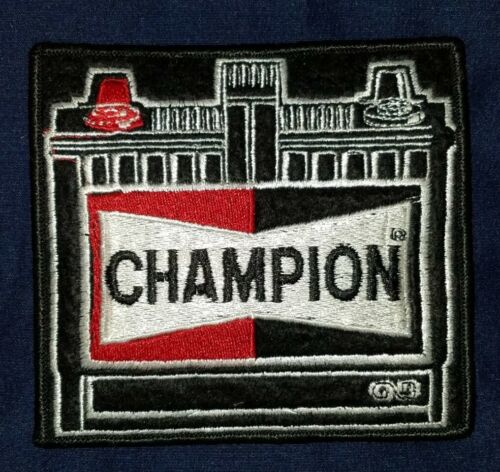4 1/2" Vintage CHAMPION Car Auto Related SPARK PLUG BATTERY Advertising Patch 