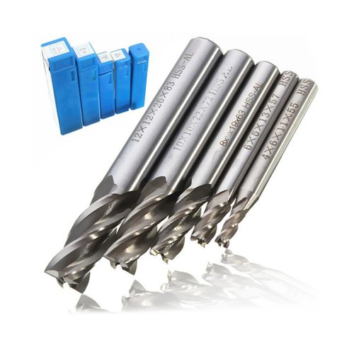 5Pcs HSS CNC Straight Shank 4 Flute End Mill Cutter Drill Bit Tool 4//6//8//10//12mm
