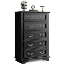 Farmhouse dresser for bedroom, tall wood dresser with 5 drawer, chest