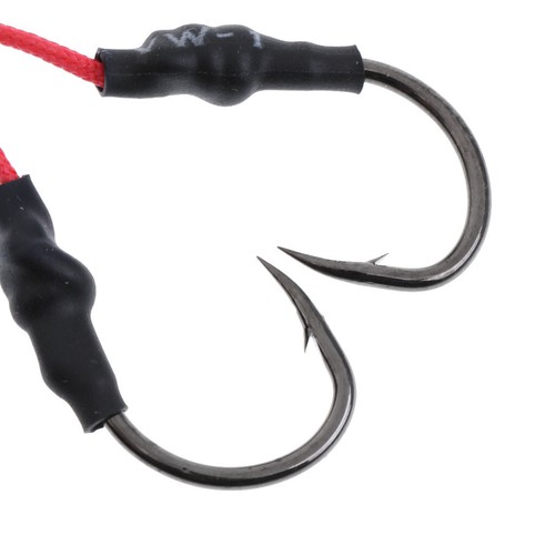 10x Jig Hook Angelhaken Barbed Hooks Assist Hooks In Solid Ring Salzwasser