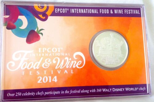 2014 Disney Epcot Food and Wine Festival LE Passholder Silver Plated Coin