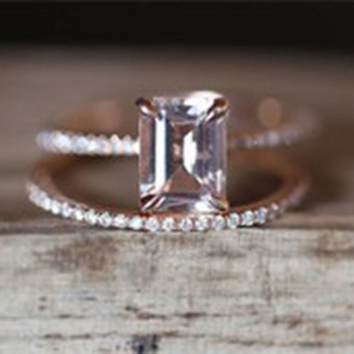2Pcs Bague//Set 18K Rose Gold Filled White Topaz Mariage Fiançailles Cadeau Taille 5-10