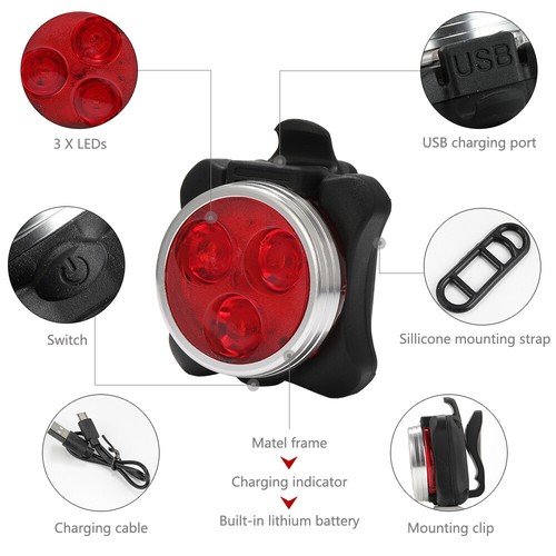 USB LED Fahrradlicht Fahrrad Licht Fahrad Scheinwerfer Fahrradlampe Sports DHL