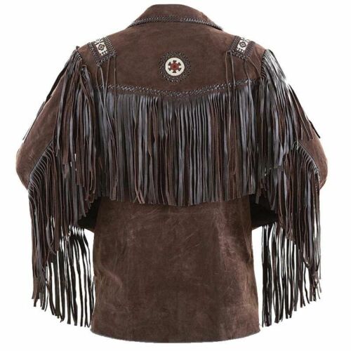 Details about   Mens Western Wear Brown Suede Leather Cowboy Fringe Native American Coat Jacket 