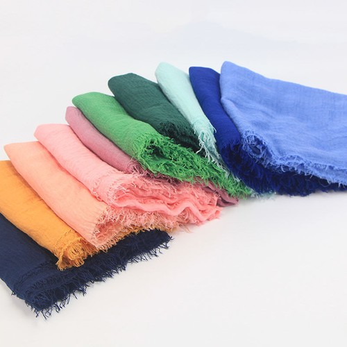Crinkle scarf hijab plain maxi crimp scarves headscarf frayed edges ruffle*Crink