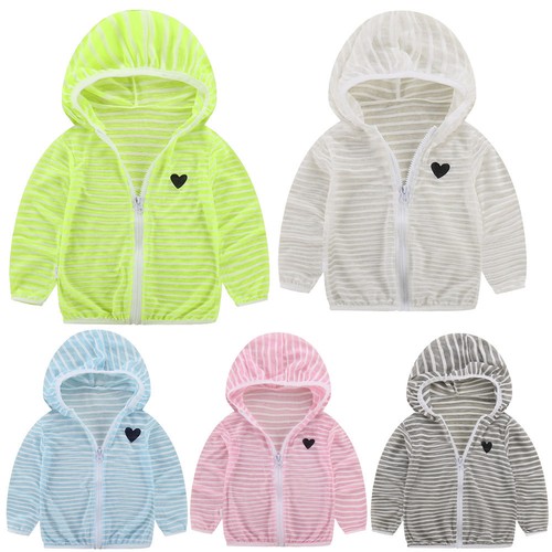 Kids Baby Boy Girl Long Sleeve Zipper Hooded Jacket Waterproof Sunscreen Clothes