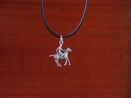 Polo Jewelry Rider Horse Pendant with Adjustable Black Cord,Equestrian Jewelry