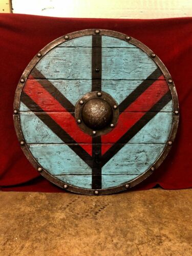 Medieval Larp Warrior Wood /& Steel Viking Round shield Armor Templar Shield