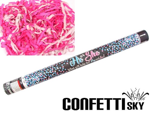 24/" Gender Reveal CONFETTI SKY baby girl SHE pink party popper cannon Pop See