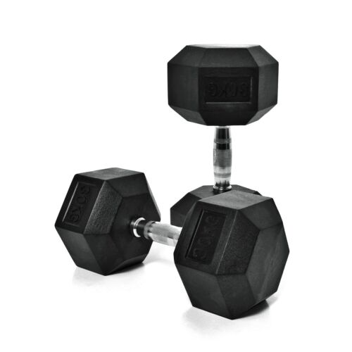 Hex Dumbbells 2.5kg-30kg Weights Set Home Gym Cast Iron Rubber Encased Hexagonal