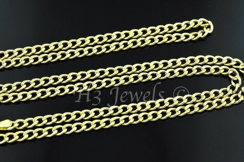 14k solid yellow gold hollow curb chain necklace lobster 3.10grams #3127 20 inch