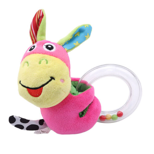 Baby Cartoon Rabbit Plush Rattle Ring Bell Newborn Hand Grasp Soft Toys G
