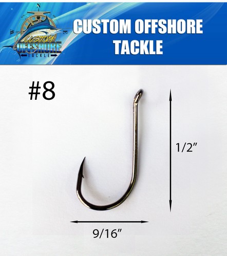 1000 Size #8 Custom Offshore Tackle Octopus J Hooks 8299