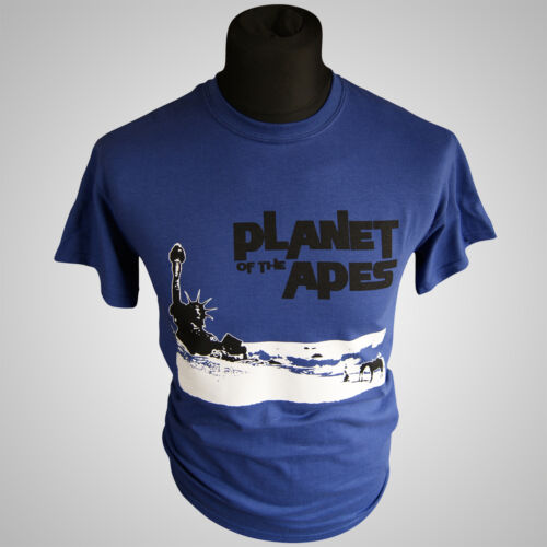 Planet of The Apes Movie Themed Retro T Shirt Sci Fi Vintage 1968 Cool Blue