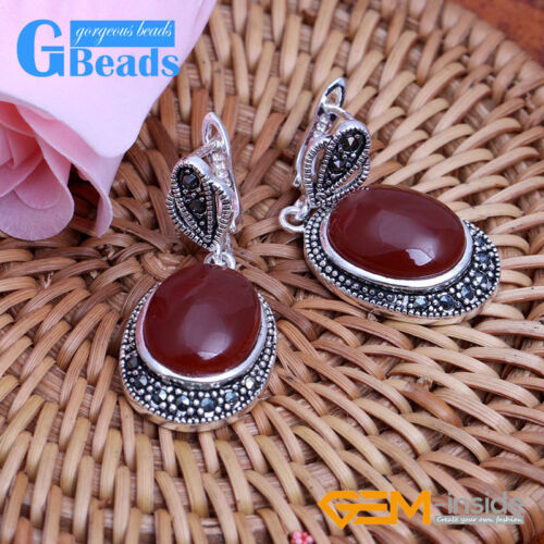 16x20mm Oval Beads Carved Tibetan Silver Dangle Earrings Fashion Jewellery Gift 