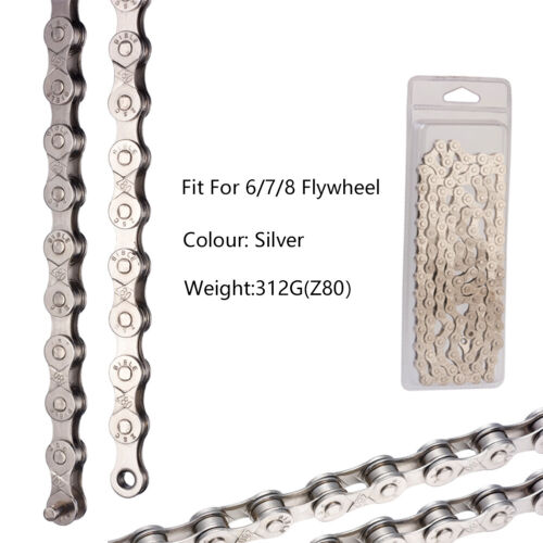 6 7 8 Speed Mountain Bike Road Bicycle Hybrid Chain 116 Links Silver-Plating 