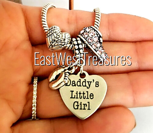 Daddy's Girl princess Angel father Daughter Pink Charm bracelet for girls women 