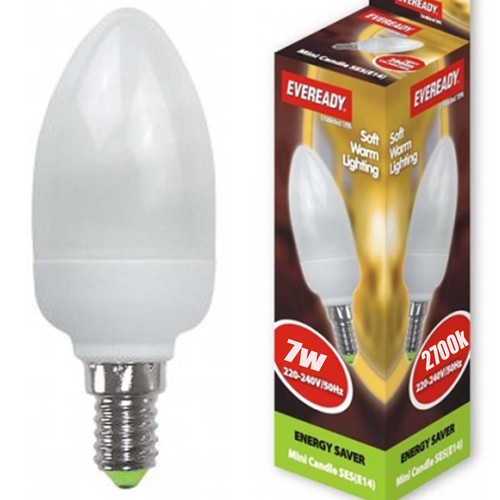 10 WARM CANDLE LIGHT BULBS LOW ENERGY SAVING 7w SES E14