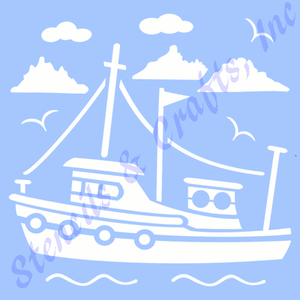 11/" TUGBOAT BOAT STENCIL TEMPLATE NAUTICAL SEA OCEAN STENCILS BEACH CRAFT ART