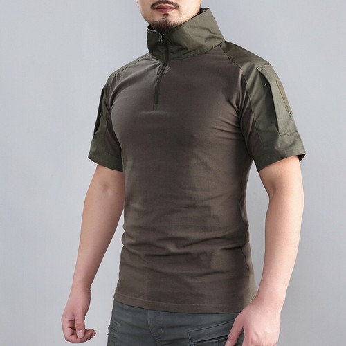 Mens Military T-Shirt Tactical Army Combat Shirt Casual Shirt Hiking Camouflage
