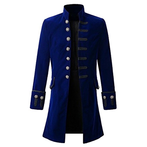 Casual Herren Langarm Jacke Mantel samt Jacquard Steampunk Windbreaker Mantel