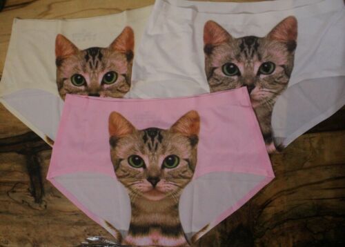 Women/'s Knickers Panties Briefs Screen Print Pussy Cat Underwear 56-80cm waist