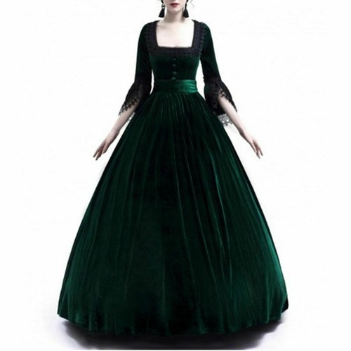 CHIC Womens Victorian Renaissance Square Neck 3//4 Sleeve Cosplay Medieval Dress