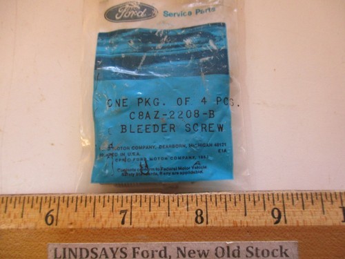 /"BLEEDER SCREW/" - disc brakes FRONT BRAKES NOS 4 PCS FORD 1968//1973 MUSTANG