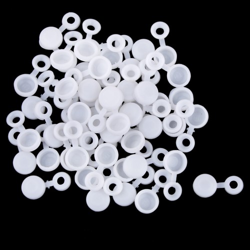 50x Polypropylene Hinged Screw Cover Caps Washer Flip Tops White 2.7cm Parts