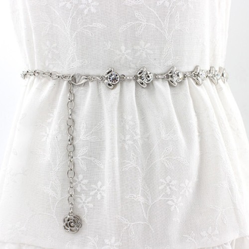 Fashion Women Alloy Waist Rhinestone Chain Dress Clothes Decor Waist Belt