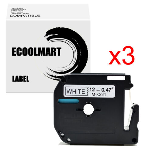 3PK Label MK231 Compatible with Brother M-K231 P-Touch Tape PT-65 80 85 90 70