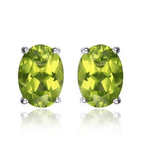 Details about   Green peridot oval cut silver stud earrings 