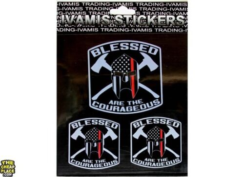 Tank sticker 3-pack BLESSED ARE THE COURAGEOUS RED LINE Helmet 