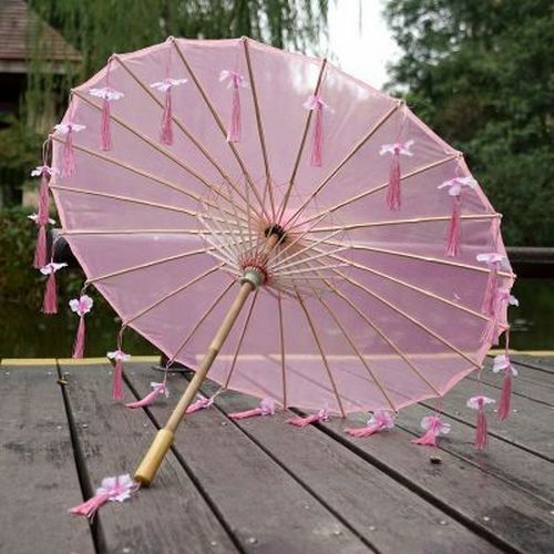 Transparent Silk Umbrella Chinese Style Wood Craft for Props Photography Wedding