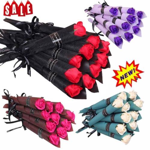 10x Artificial Fake Soap Rose Flower Valentine/'s Day Anniversary Wedding Gift