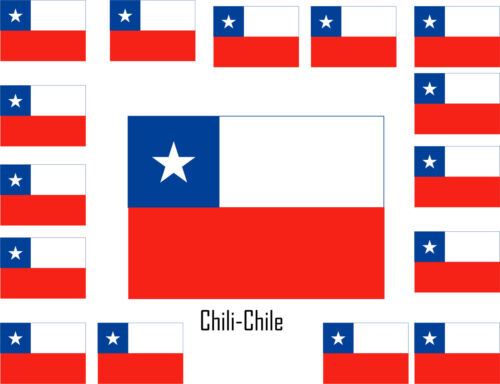 Assortiment lot de 25 autocollants Vinyle stickers drapeau Chili-Chile 